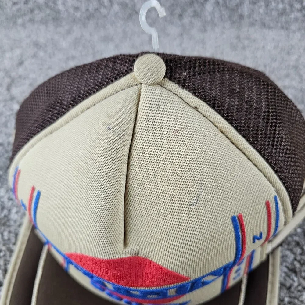 Vintage Datsun Trucker Hat Cap Snap Back 3 Stripe Mesh 280ZX Brown Tuner JDM 80s